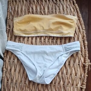 Forever 21 Yellow and White Bikini Set